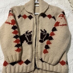 VTG kids Knit Cardigan with Horse Pattern size 8-10